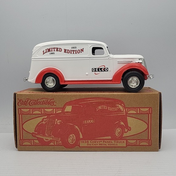 1938 Chevy Panel Truck Delco Electronics Die Cast Coin Bank New In Box - Picture 1 of 6